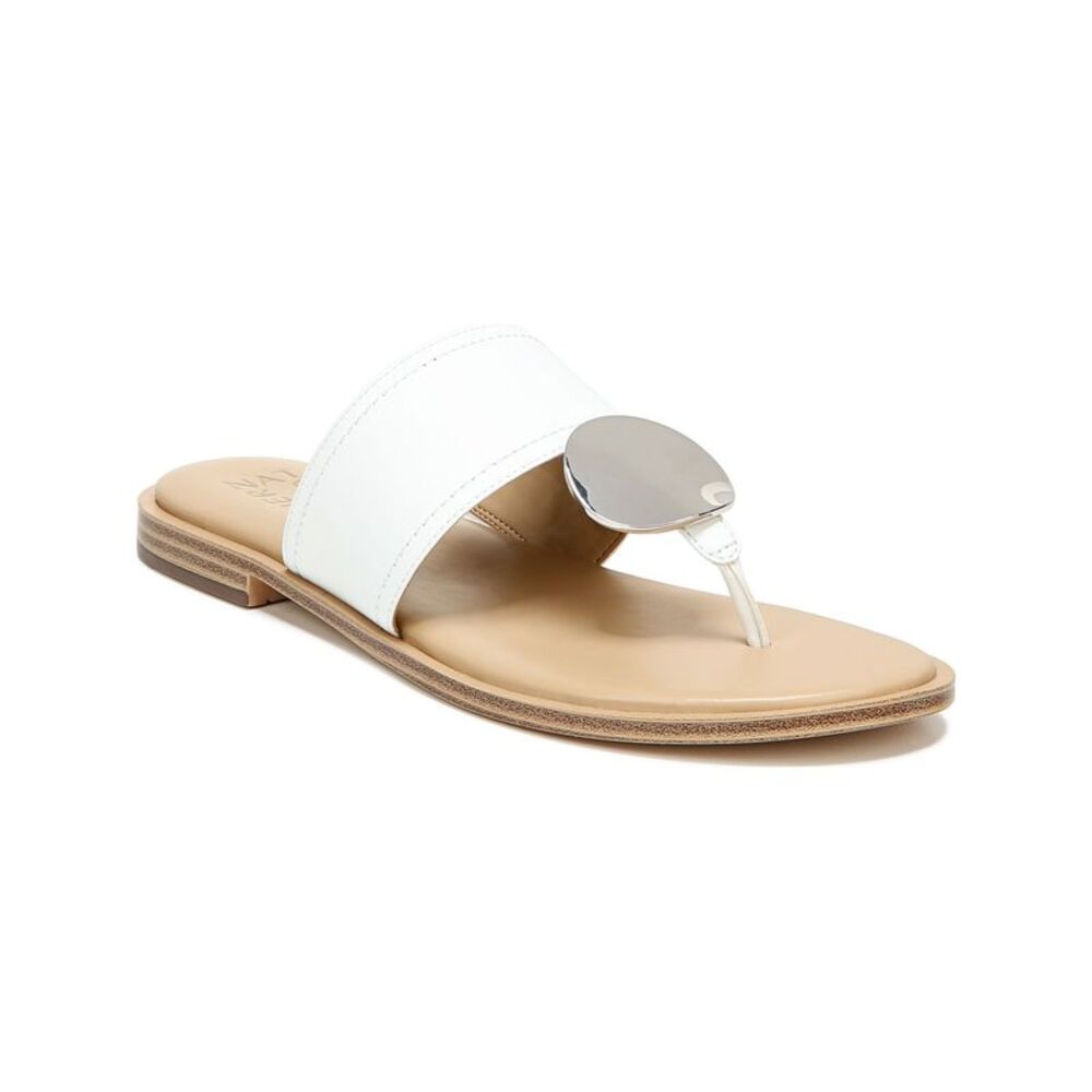 NATURALIZER Womens Beige Frankie Round Toe Block Heel Slip On Thong Sandals 7 M